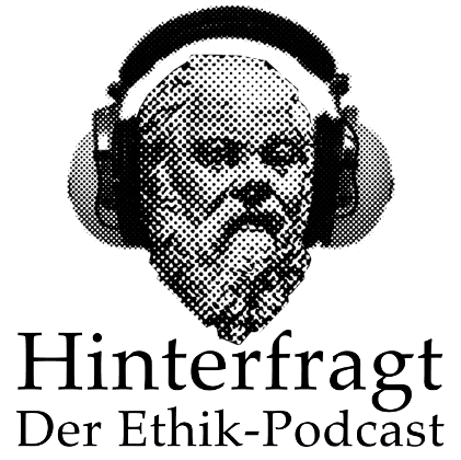 Hinterfragt Logo: Sokrates mit Kopfhörern